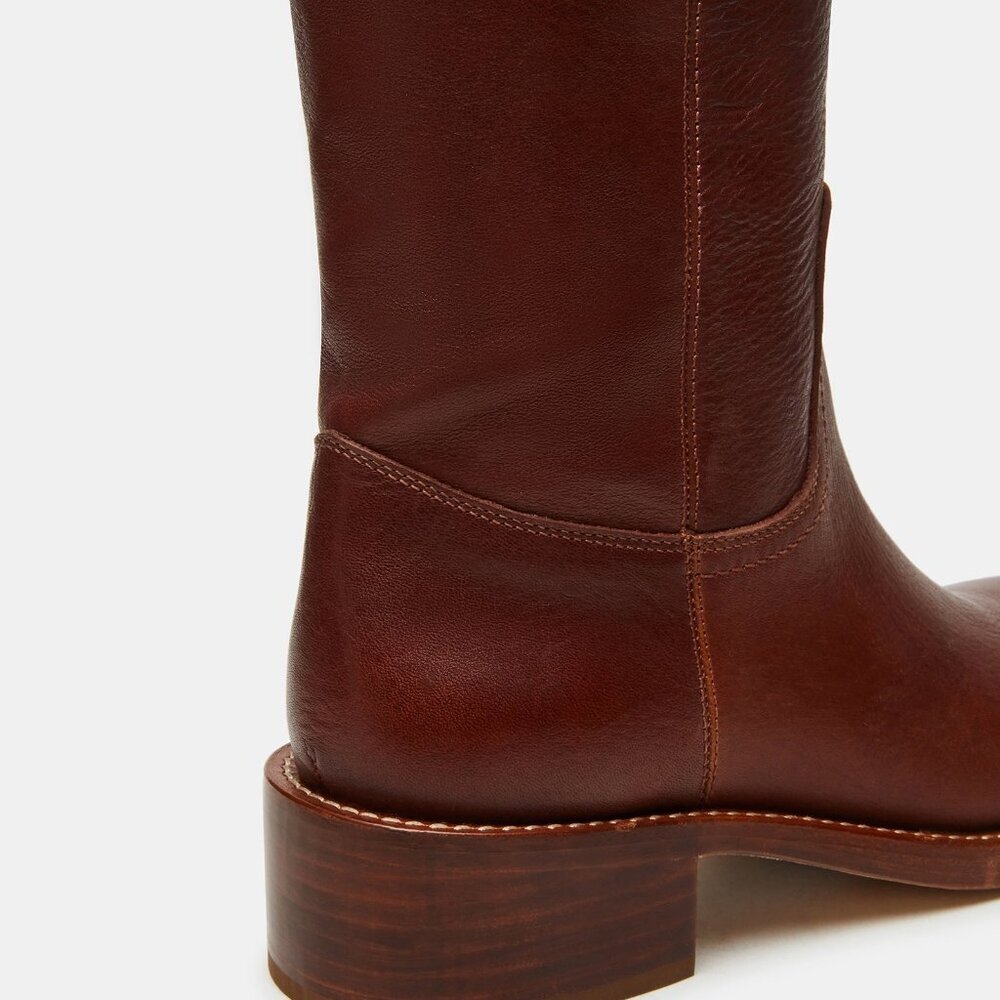 New Womens sz 7 Steve Madden RIGGS RUST LEATHER BOOTS square shoe fashion - Picture 6 of 6